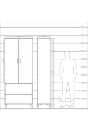 Arges Dolap 3 Raflı 2 Kapaklı Tek Askılı 88x30x221 Aytaşı-Çam