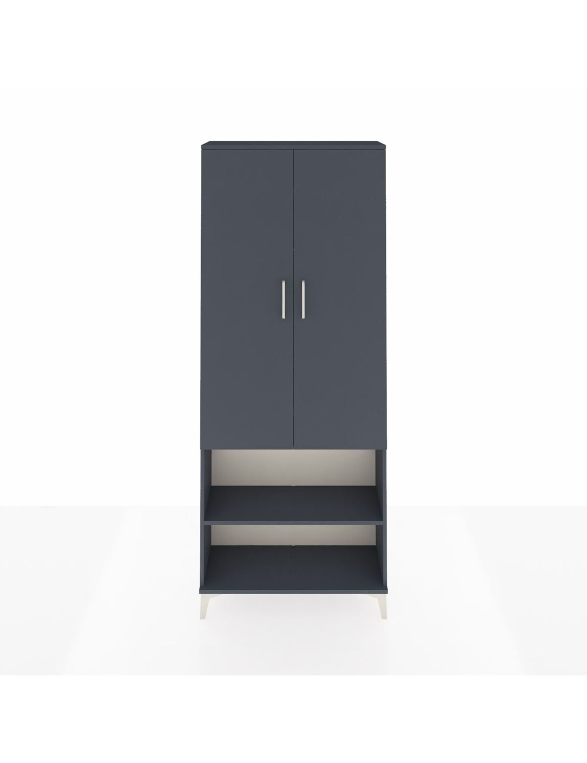 Arges Dolap 3 Raflı 2 Kapaklı Tek Askılı 88x30x221 Antrasit-Antrasit