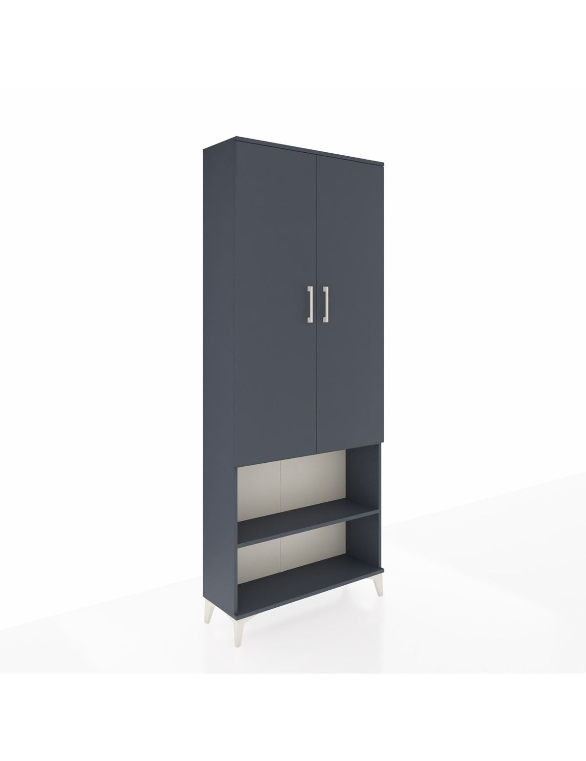 Arges Dolap 3 Raflı 2 Kapaklı Tek Askılı 88x30x221 Antrasit-Antrasit