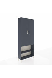 Arges Dolap 3 Raflı 2 Kapaklı Tek Askılı 88x30x221 Antrasit-Antrasit