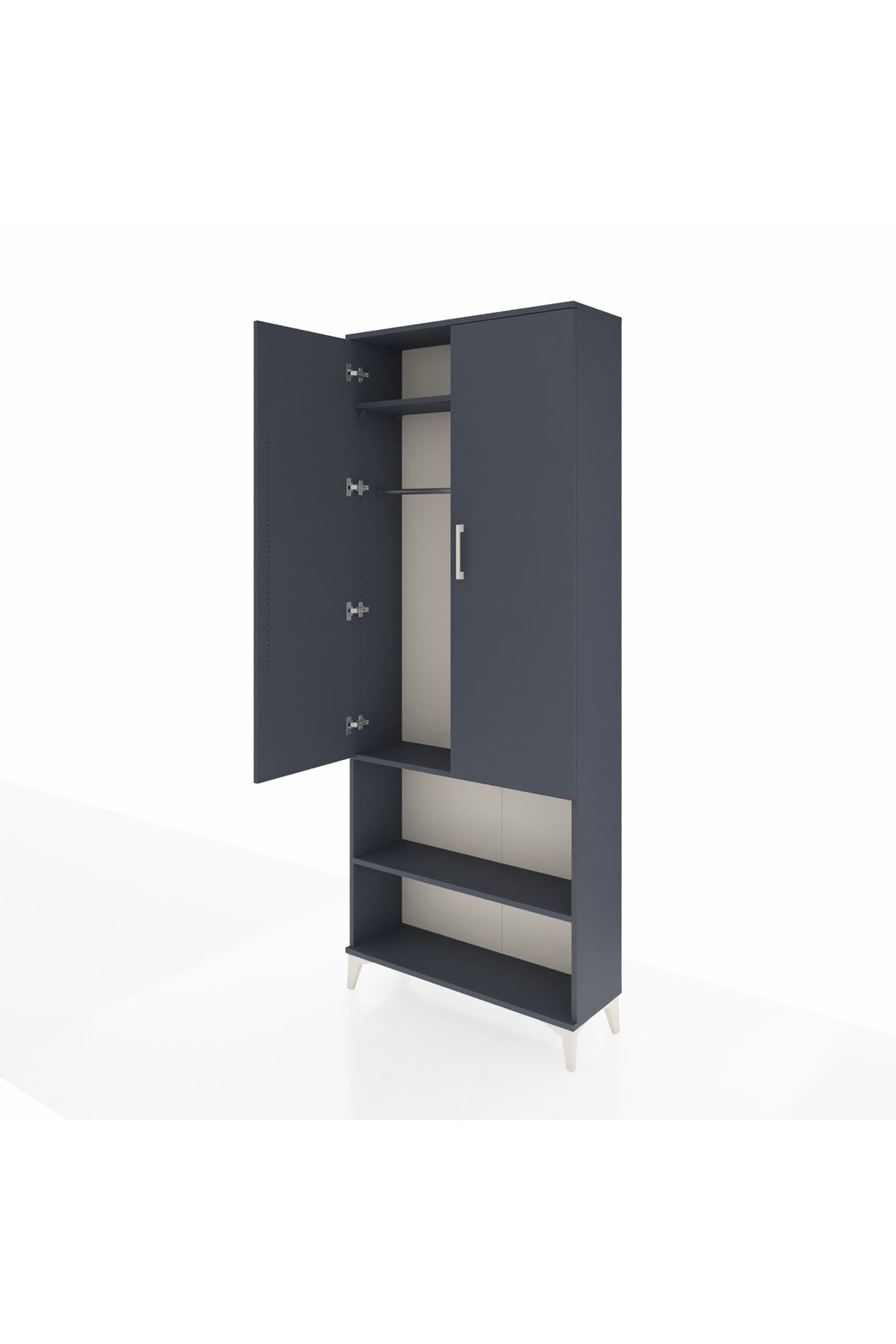 Arges Dolap 3 Raflı 2 Kapaklı Tek Askılı 88x30x221 Antrasit-Antrasit