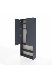 Arges Dolap 3 Raflı 2 Kapaklı Tek Askılı 88x30x221 Antrasit-Antrasit