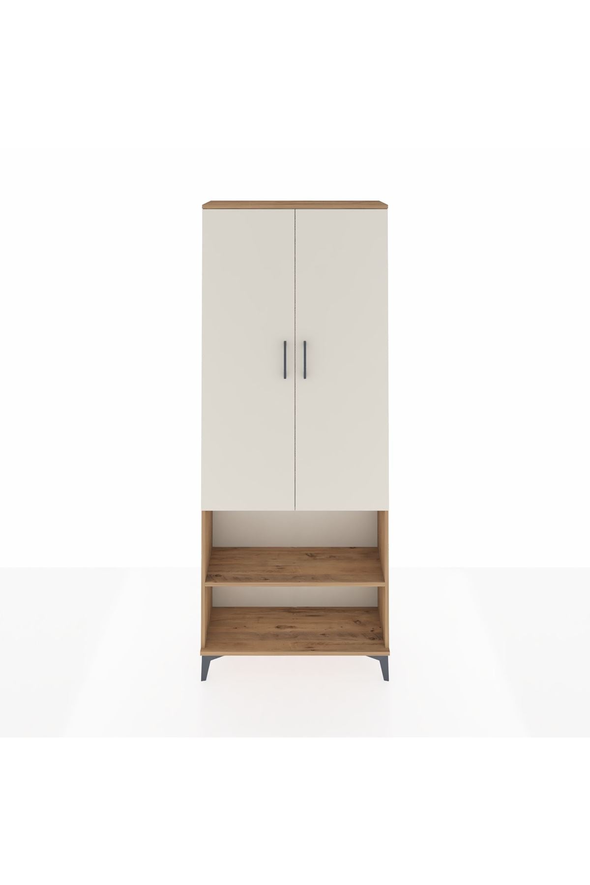 Arges Dolap 3 Raflı 2 Kapaklı Tek Askılı 88x30x221 Çam-Aytaşı