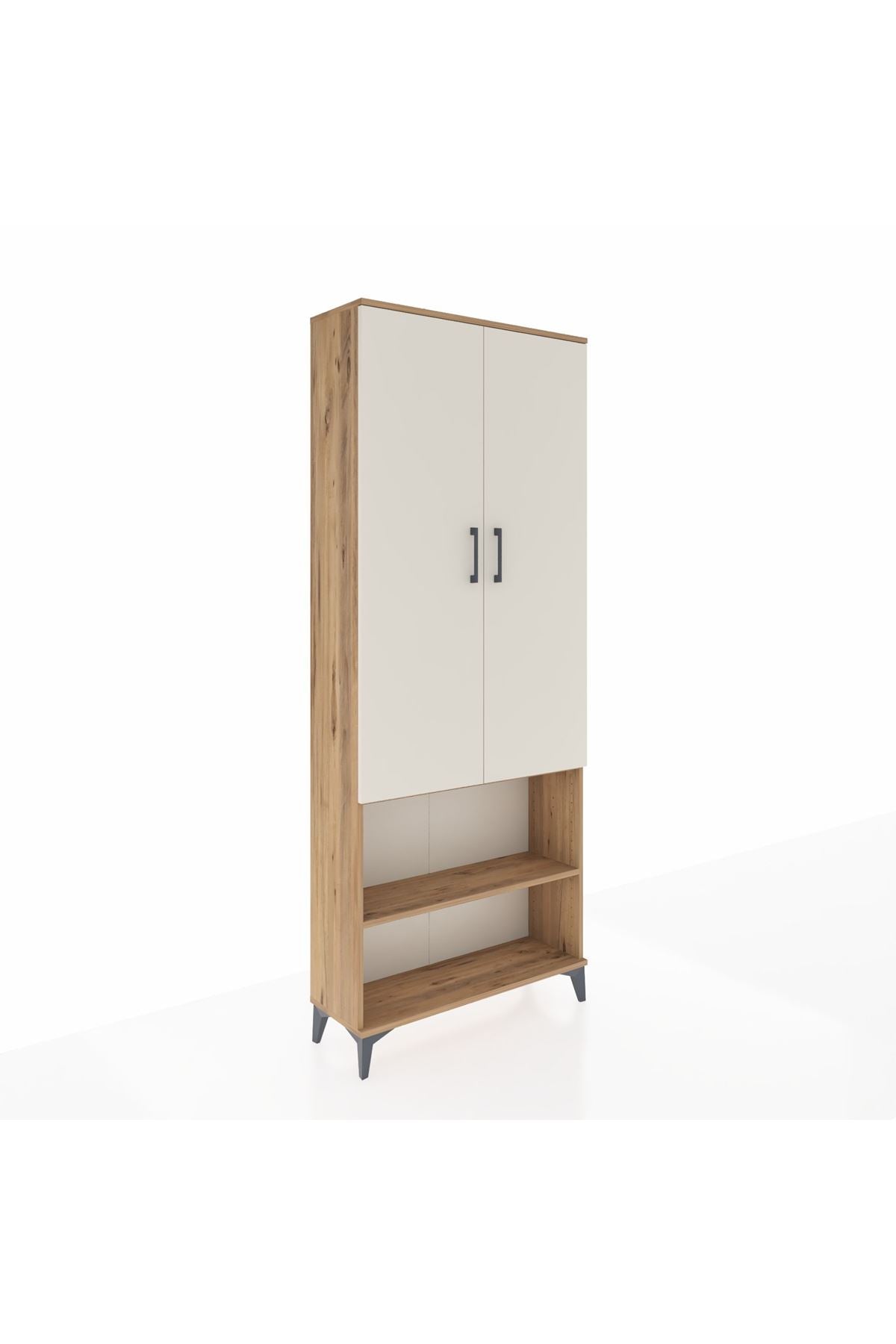 Arges Dolap 3 Raflı 2 Kapaklı Tek Askılı 88x30x221 Çam-Aytaşı