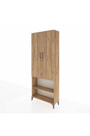 Arges Dolap 3 Raflı 2 Kapaklı Tek Askılı 88x30x221 Çam-Çam
