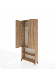 Arges Dolap 3 Raflı 2 Kapaklı Tek Askılı 88x30x221 Çam-Çam