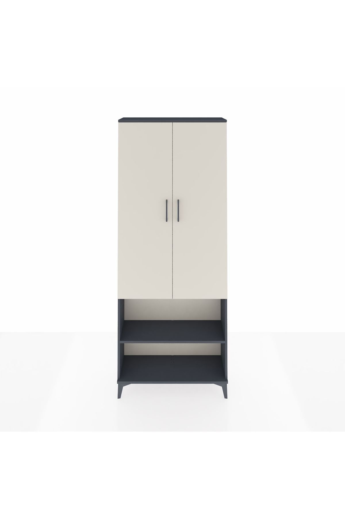 Arges Dolap 4 Raflı 2 Kapaklı 88x30x221 Antrasit-Aytaşı