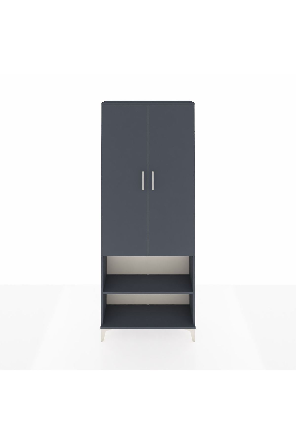 Arges Dolap 4 Raflı 2 Kapaklı 88x30x221 Antrasit-Antrasit