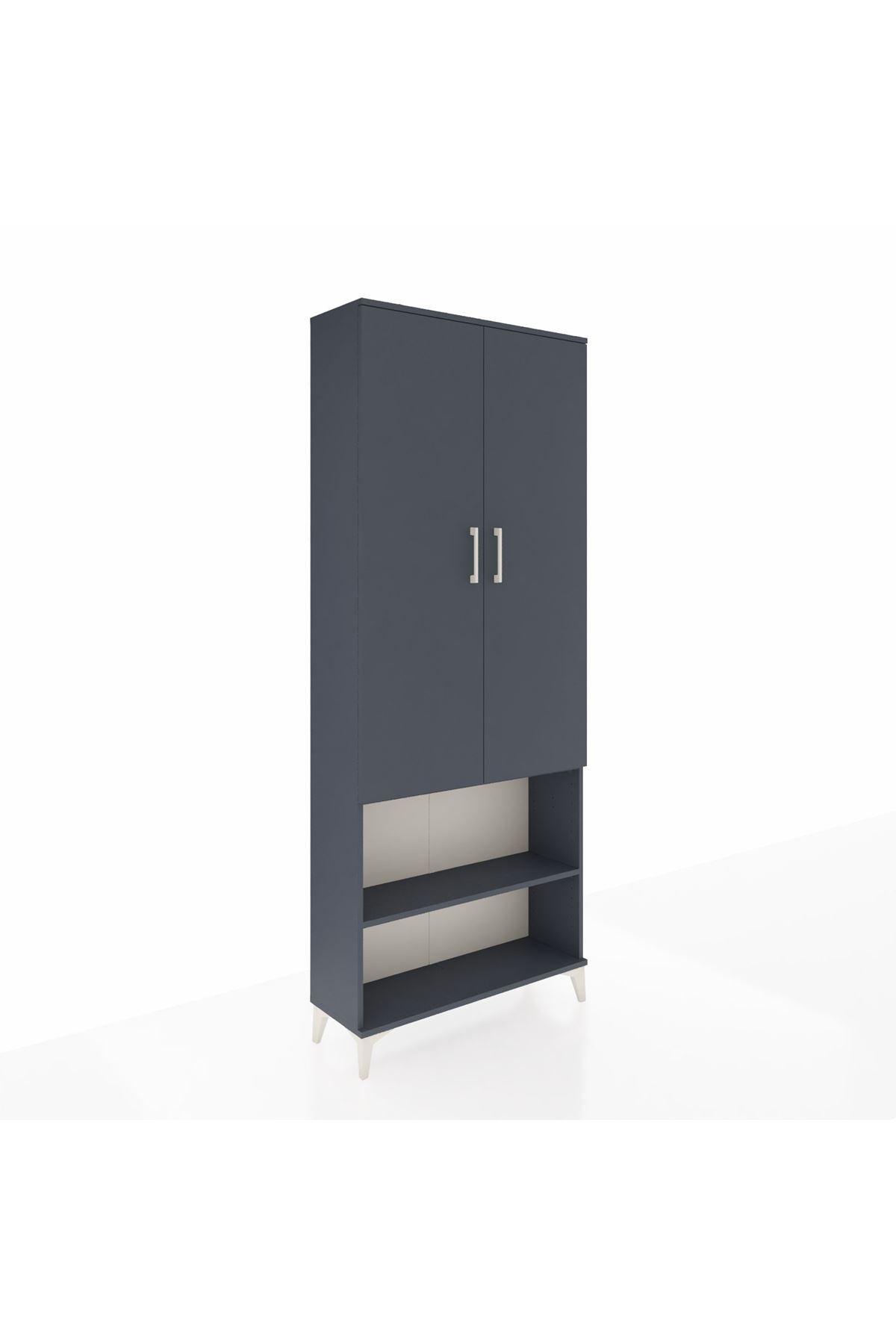 Arges Dolap 4 Raflı 2 Kapaklı 88x30x221 Antrasit-Antrasit