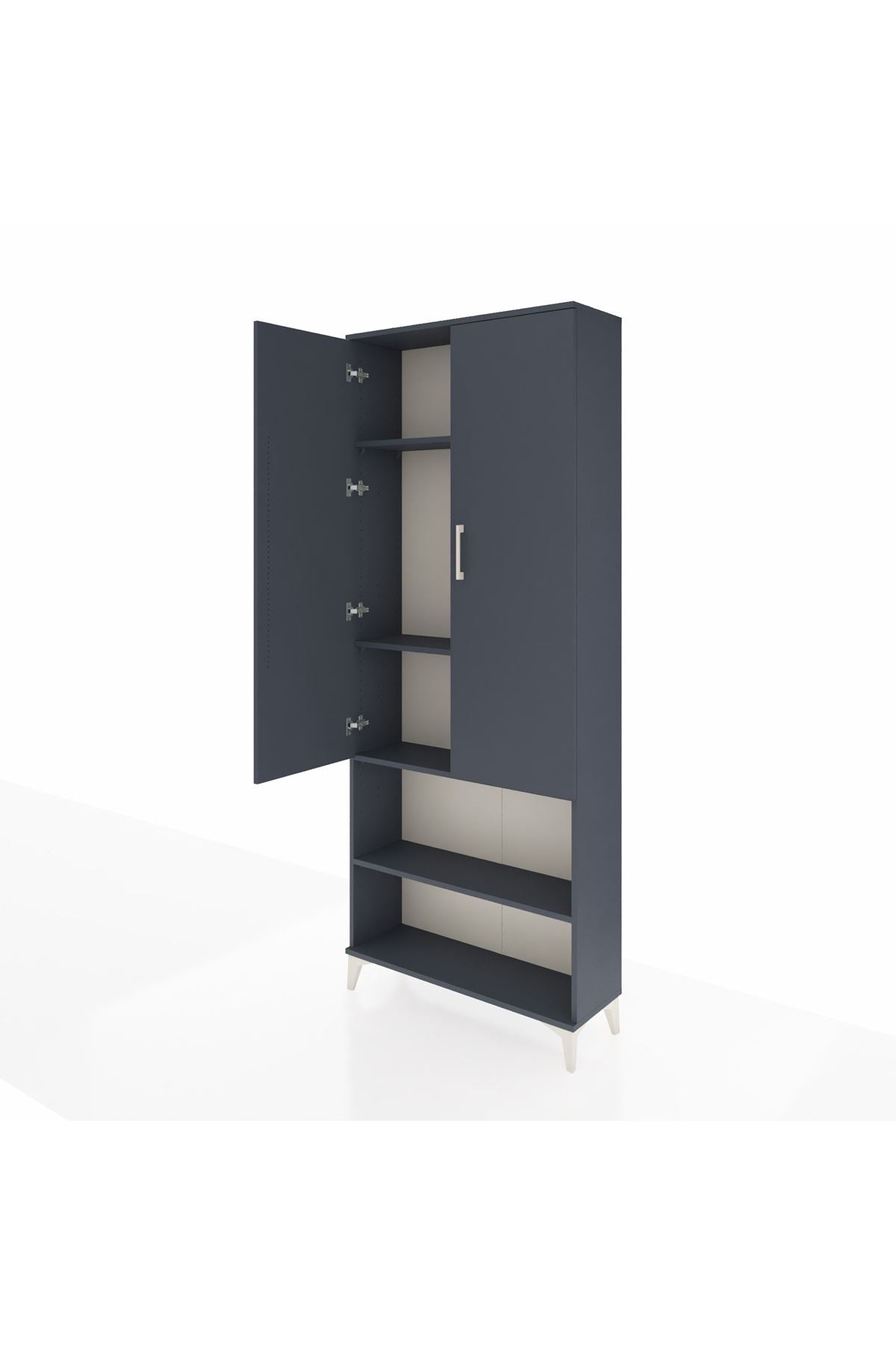 Arges Dolap 4 Raflı 2 Kapaklı 88x30x221 Antrasit-Antrasit