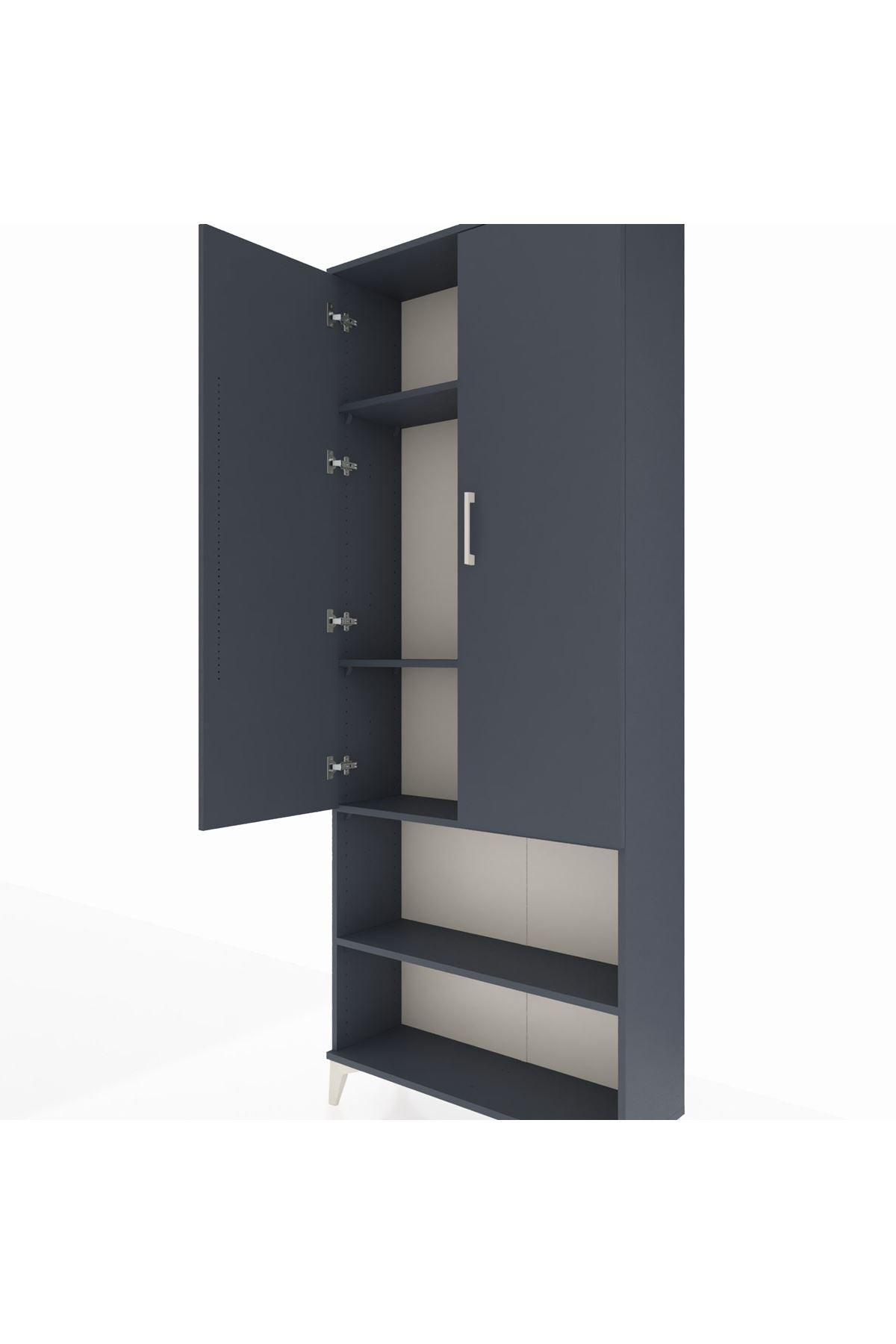 Arges Dolap 4 Raflı 2 Kapaklı 88x30x221 Antrasit-Antrasit