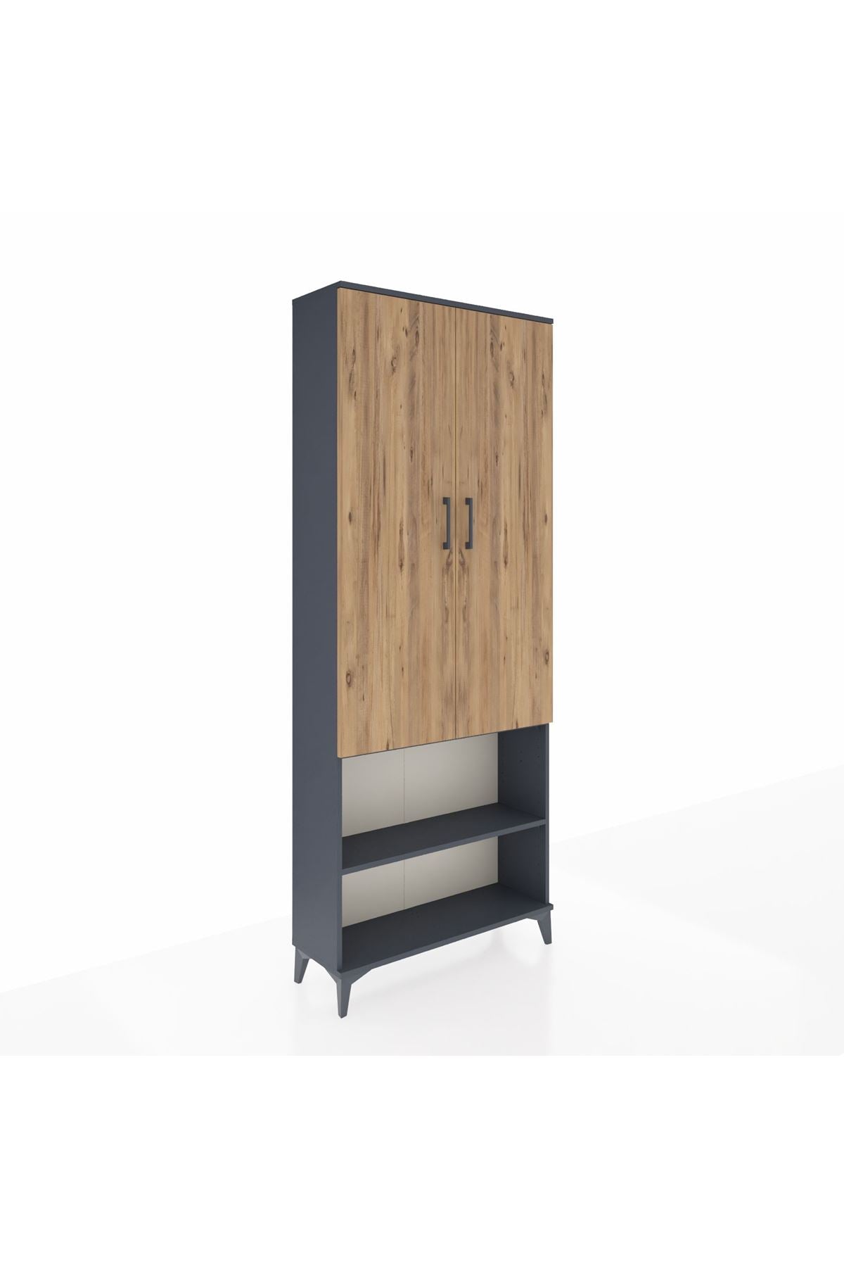 Arges Dolap 4 Raflı 2 Kapaklı 88x30x221 Antrasit-Çam