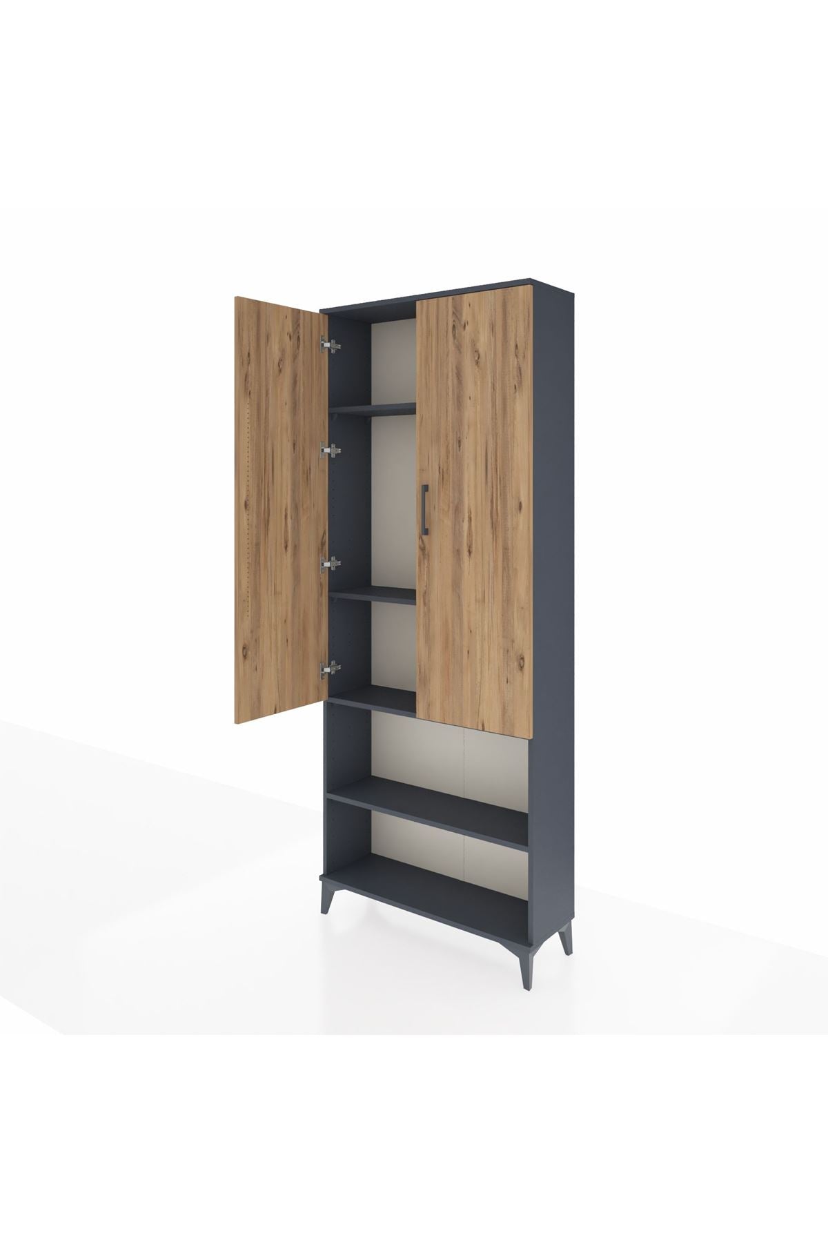 Arges Dolap 4 Raflı 2 Kapaklı 88x30x221 Antrasit-Çam