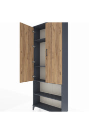 Arges Dolap 4 Raflı 2 Kapaklı 88x30x221 Antrasit-Çam