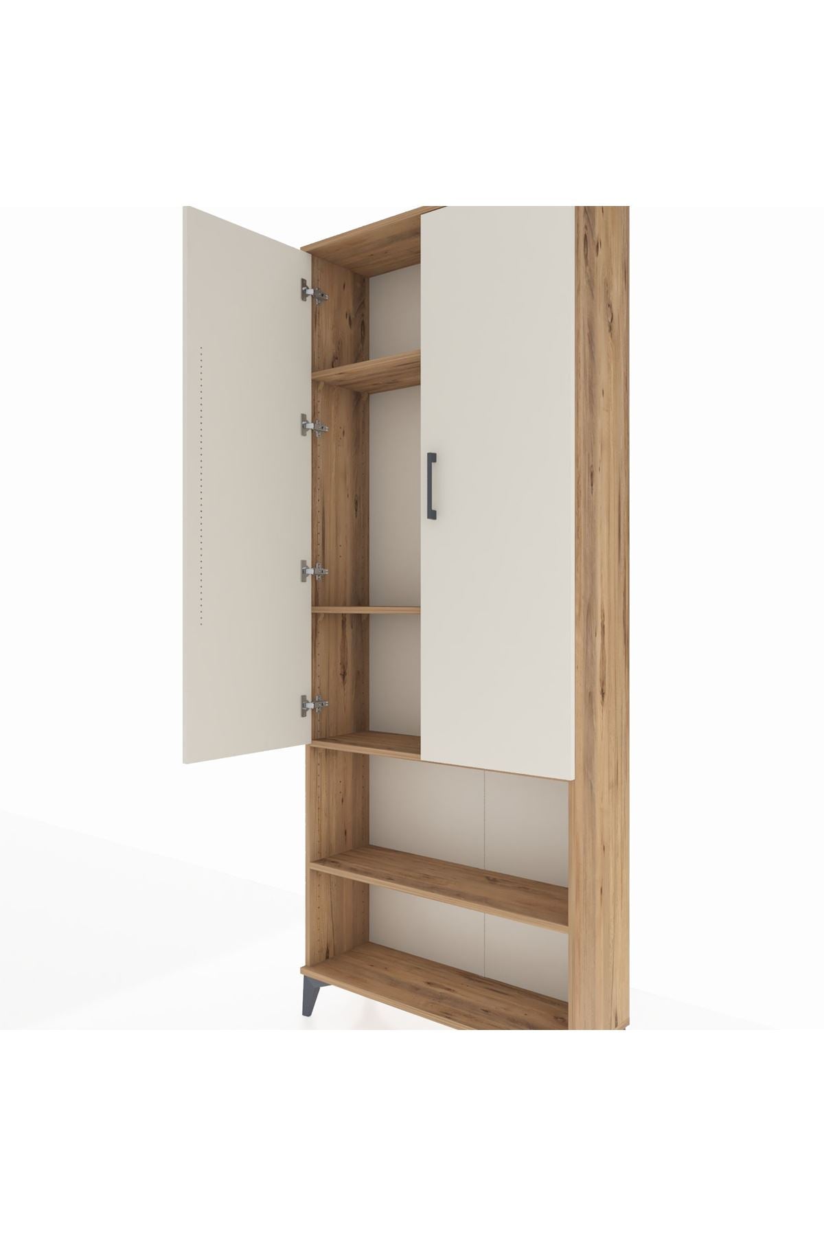 Arges Dolap 4 Raflı 2 Kapaklı 88x30x221 Çam-Aytaşı