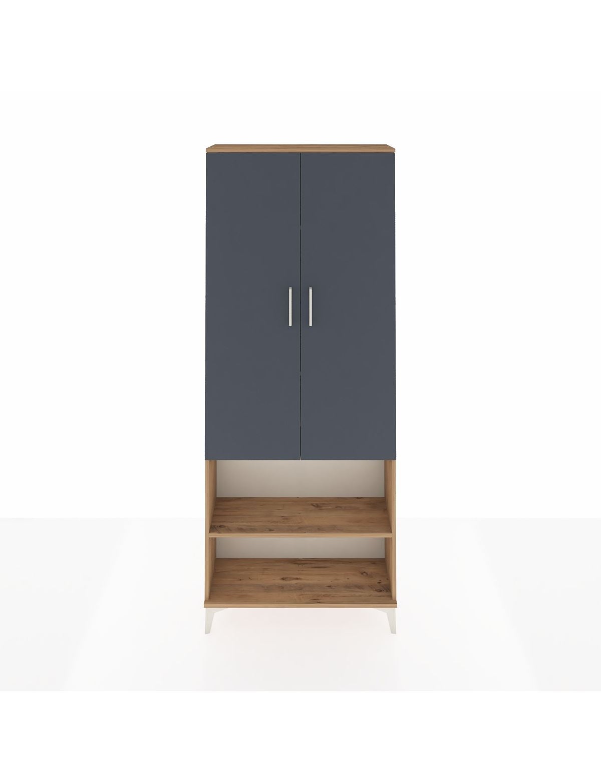 Arges Dolap 4 Raflı 2 Kapaklı 88x30x221 Çam-Antrasit