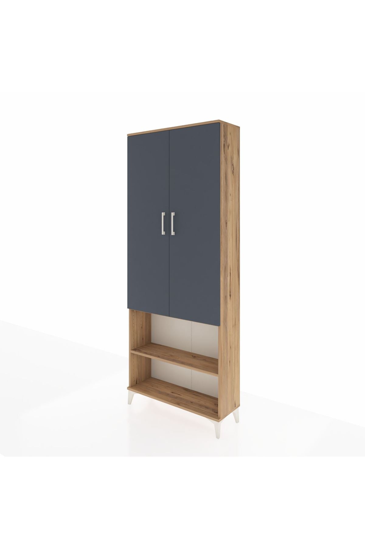 Arges Dolap 4 Raflı 2 Kapaklı 88x30x221 Çam-Antrasit