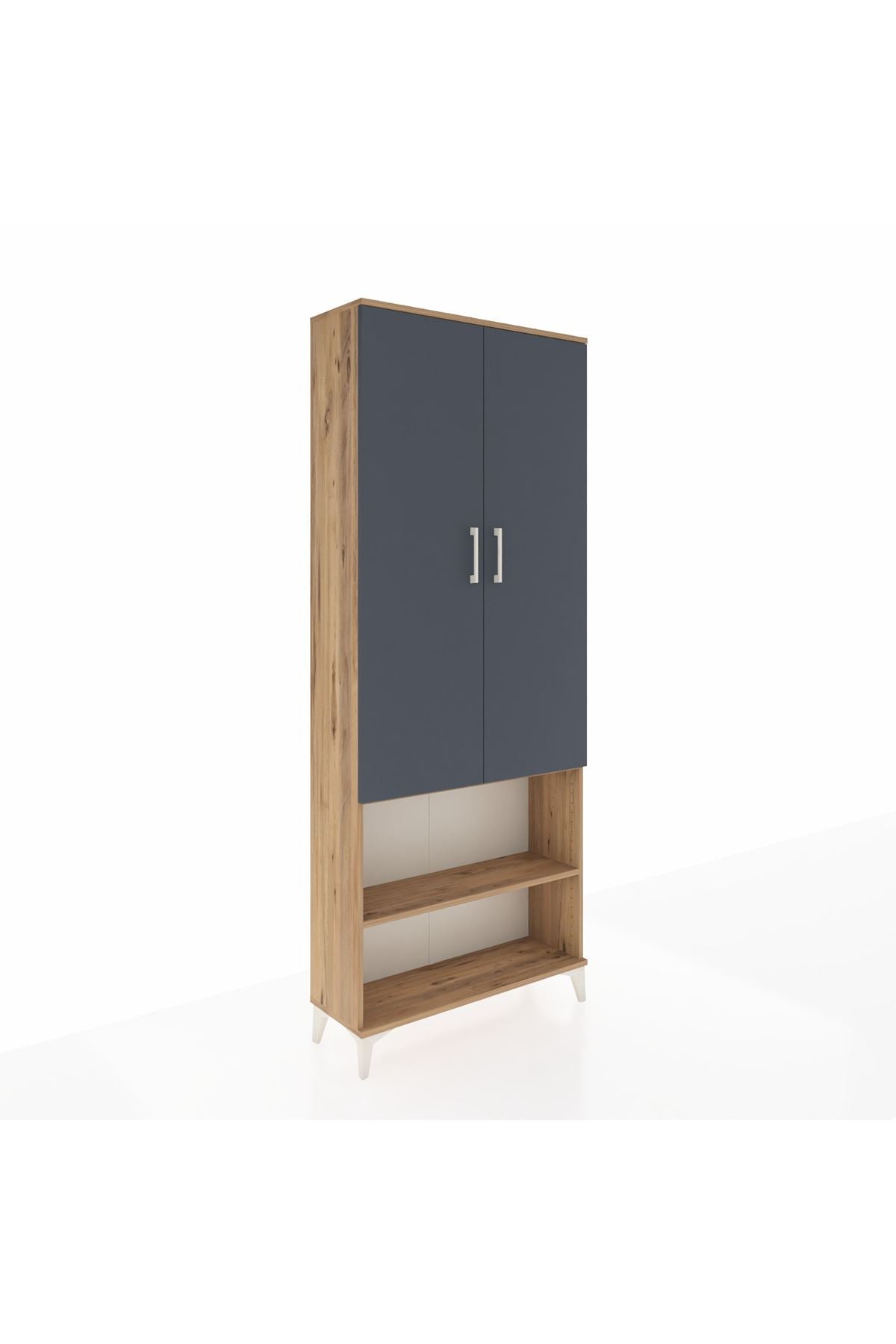 Arges Dolap 4 Raflı 2 Kapaklı 88x30x221 Çam-Antrasit