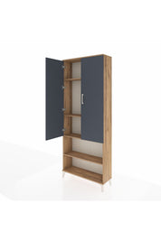 Arges Dolap 4 Raflı 2 Kapaklı 88x30x221 Çam-Antrasit