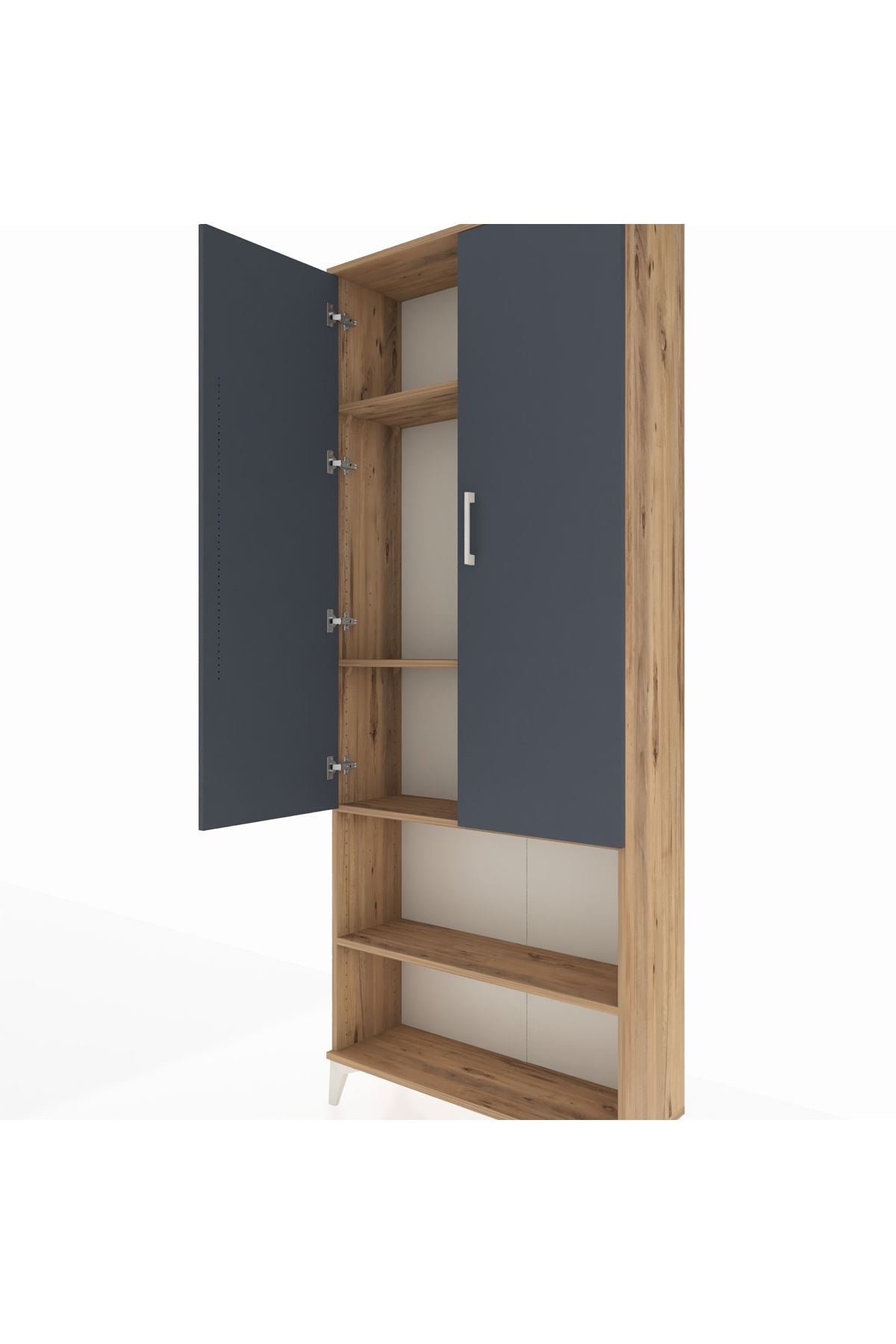 Arges Dolap 4 Raflı 2 Kapaklı 88x30x221 Çam-Antrasit