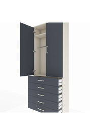 Arges Dolap 2 Raflı 5 Çekmeceli Tek Askılı 88x30x221 Aytaşı-Antrasit