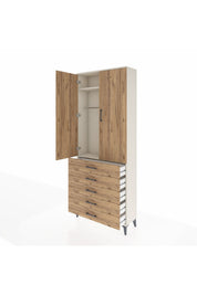 Arges Dolap 2 Raflı 5 Çekmeceli Tek Askılı 88x30x221 Aytaşı-Çam