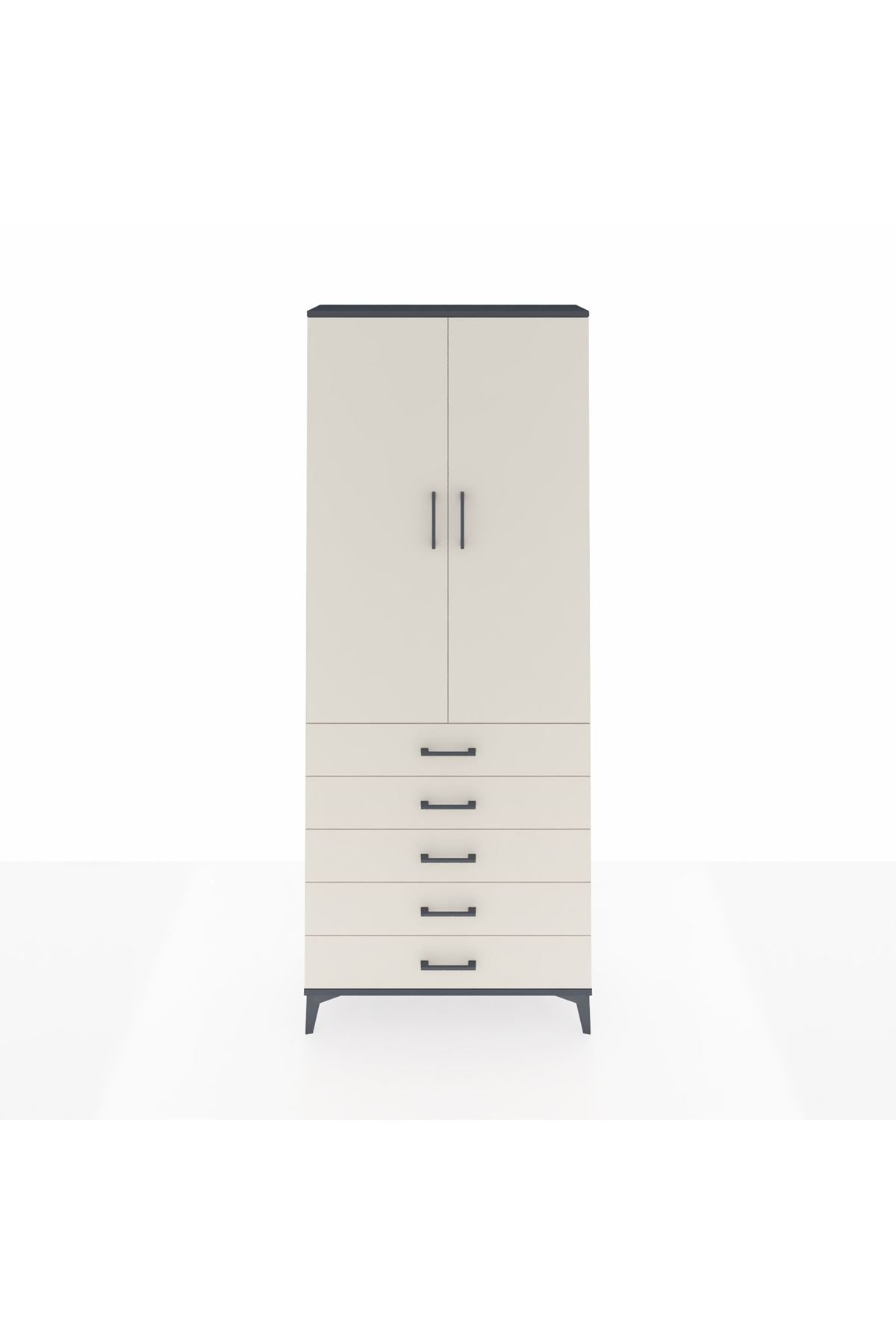 Arges Dolap 2 Raflı 5 Çekmeceli Tek Askılı 88x30x221 - S30M076V4A