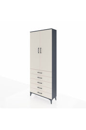 Arges Dolap 2 Raflı 5 Çekmeceli Tek Askılı 88x30x221 Antrasit-Aytaşı