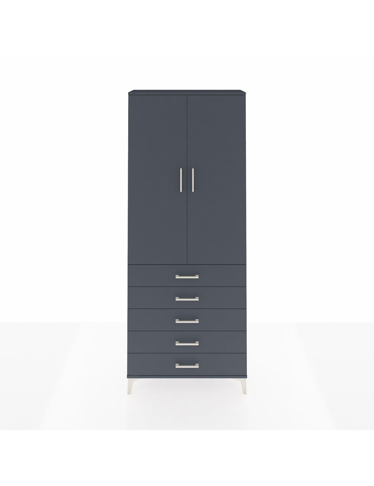 Arges Dolap 2 Raflı 5 Çekmeceli Tek Askılı 88x30x221 Antrasit-Antrasit