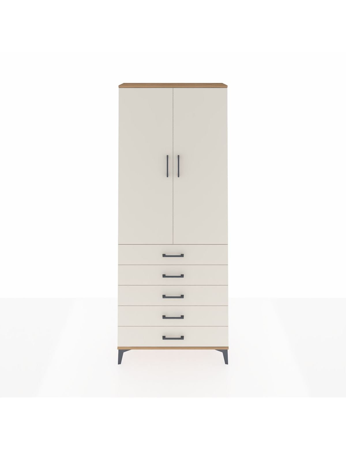 Arges Dolap 2 Raflı 5 Çekmeceli Tek Askılı 88x30x221 Çam-Aytaşı