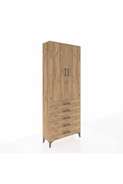 Arges Dolap 2 Raflı 5 Çekmeceli Tek Askılı 88x30x221 Çam-Çam