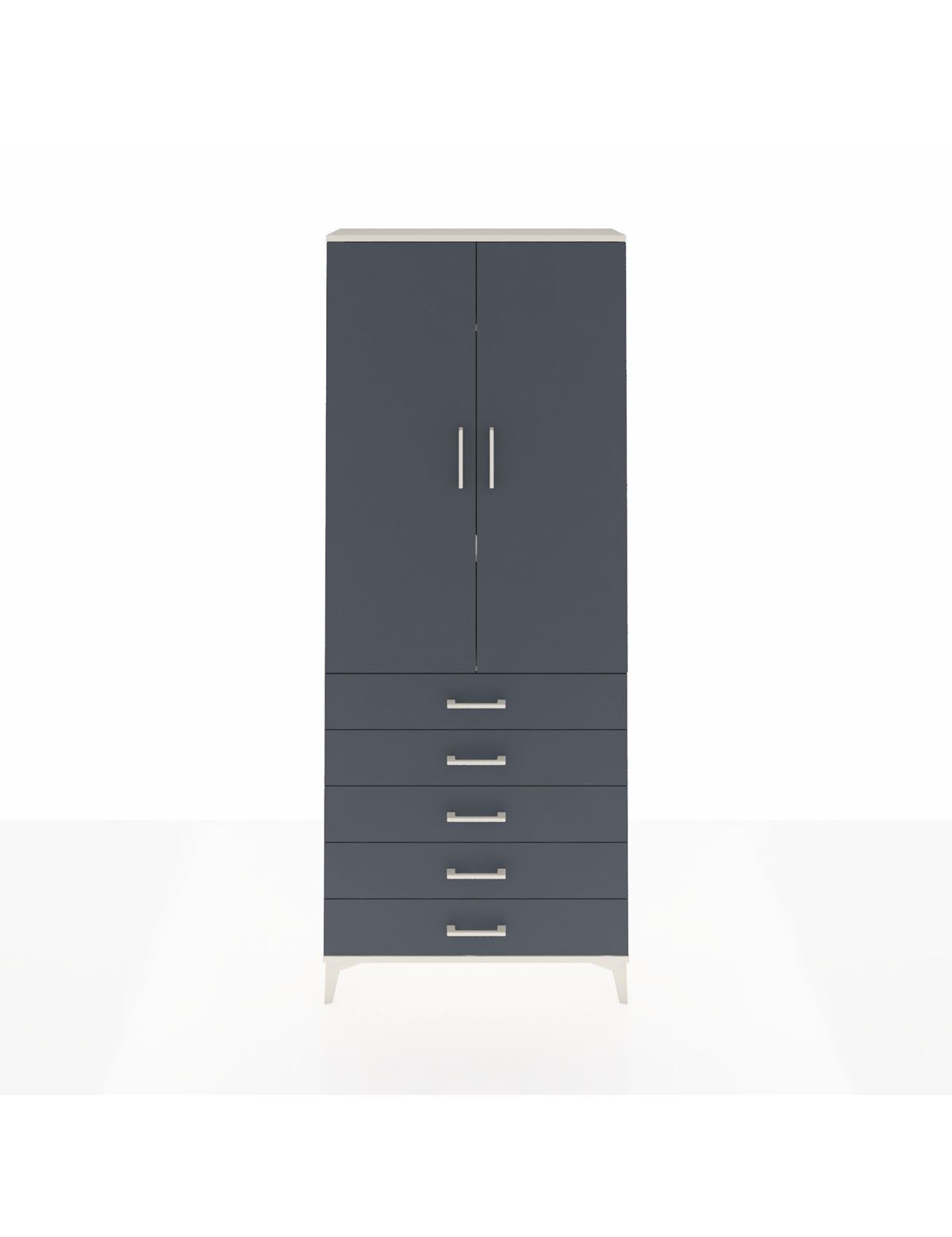 Arges Dolap 3 Raflı 5 Çekmeceli 2 Kapaklı 88x30x221 Aytaşı-Antrasit