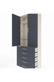 Arges Dolap 3 Raflı 5 Çekmeceli 2 Kapaklı 88x30x221 Aytaşı-Antrasit