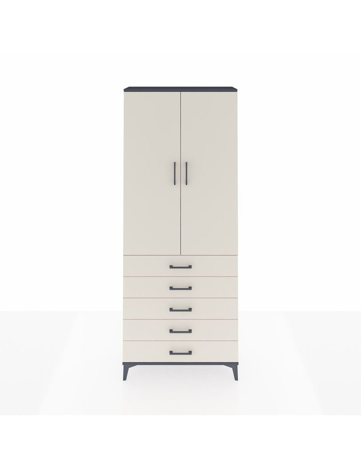 Arges Dolap 3 Raflı 5 Çekmeceli 2 Kapaklı 88x30x221 Antrasit-Aytaşı