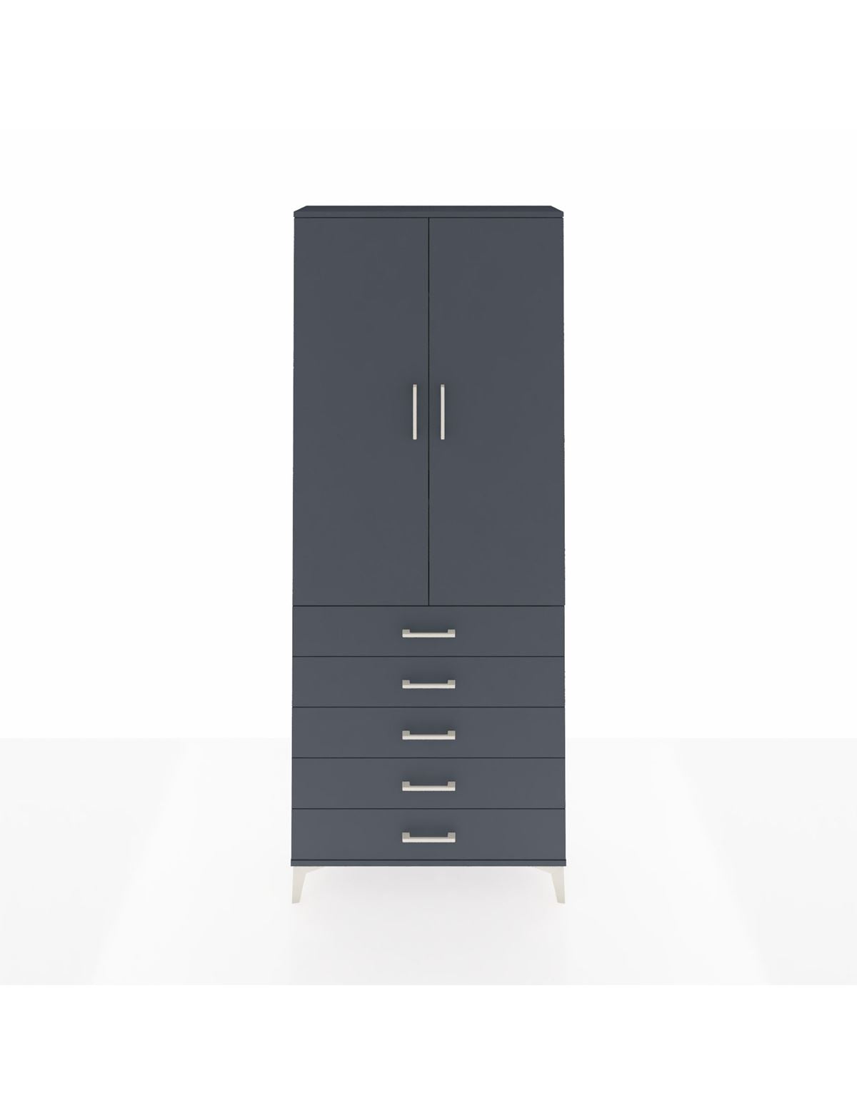 Arges Dolap 3 Raflı 5 Çekmeceli 2 Kapaklı 88x30x221 Antrasit-Antrasit