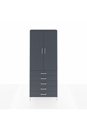 Arges Dolap 3 Raflı 5 Çekmeceli 2 Kapaklı 88x30x221 Antrasit-Antrasit