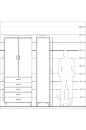 Arges Dolap 3 Raflı 5 Çekmeceli 2 Kapaklı 88x30x221 - S30M077V5A