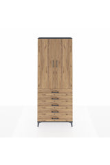 Arges Dolap 3 Raflı 5 Çekmeceli 2 Kapaklı 88x30x221