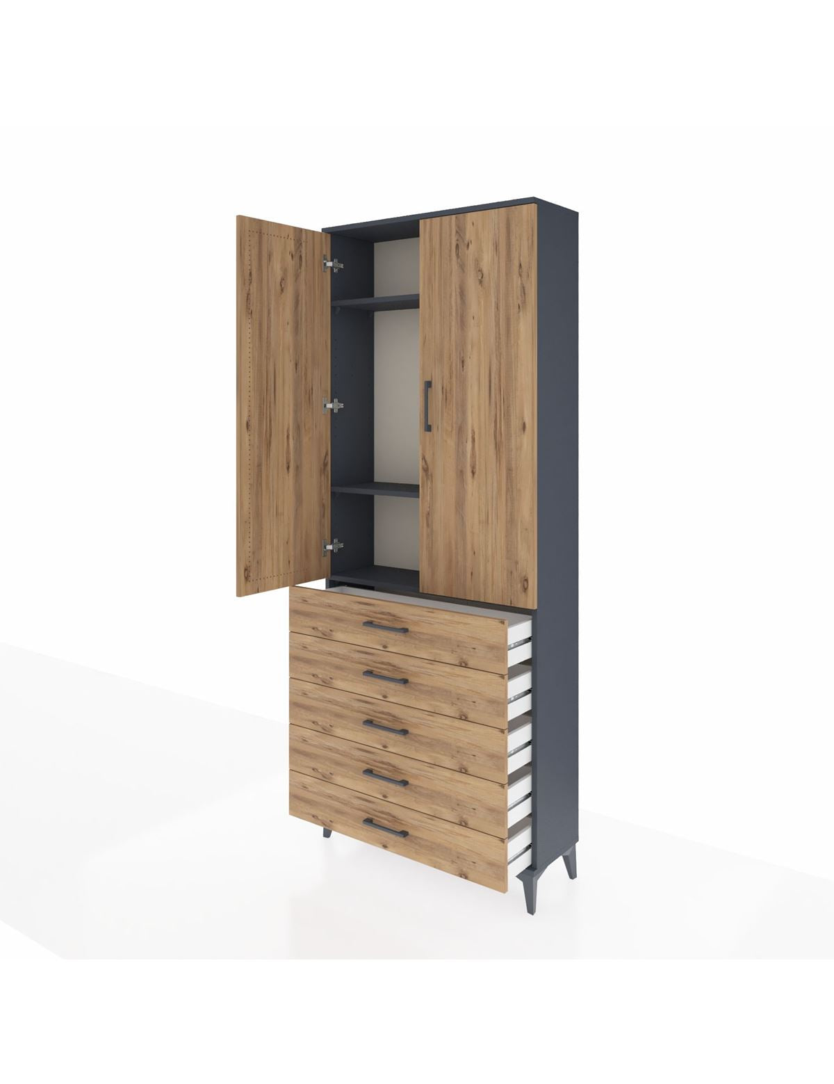 Arges Dolap 3 Raflı 5 Çekmeceli 2 Kapaklı 88x30x221 - S30M077V6A