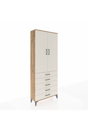 Arges Dolap 3 Raflı 5 Çekmeceli 2 Kapaklı 88x30x221 Çam-Aytaşı