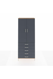 Arges Dolap 3 Raflı 5 Çekmeceli 2 Kapaklı 88x30x221 Çam-Antrasit