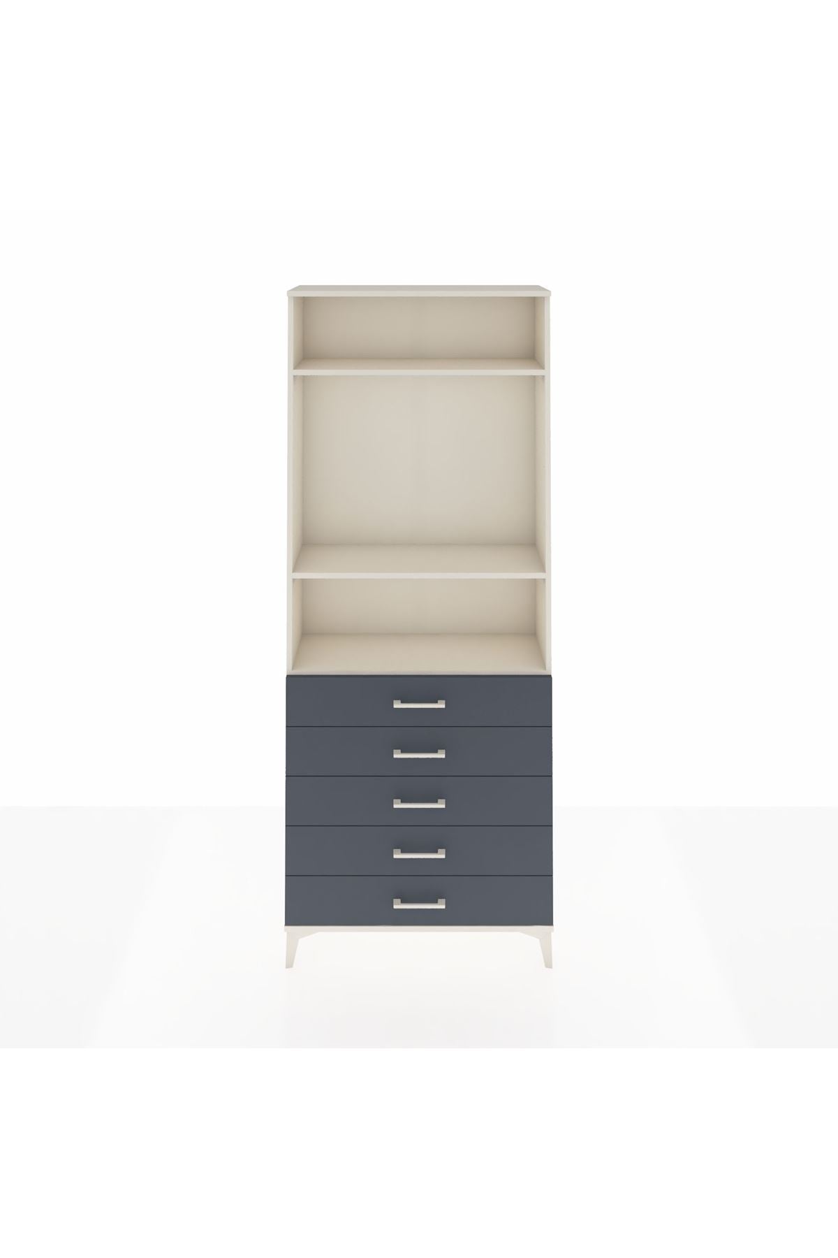 Arges Dolap 3 Raflı 5 Çekmeceli 88x30x221 Aytaşı-Antrasit