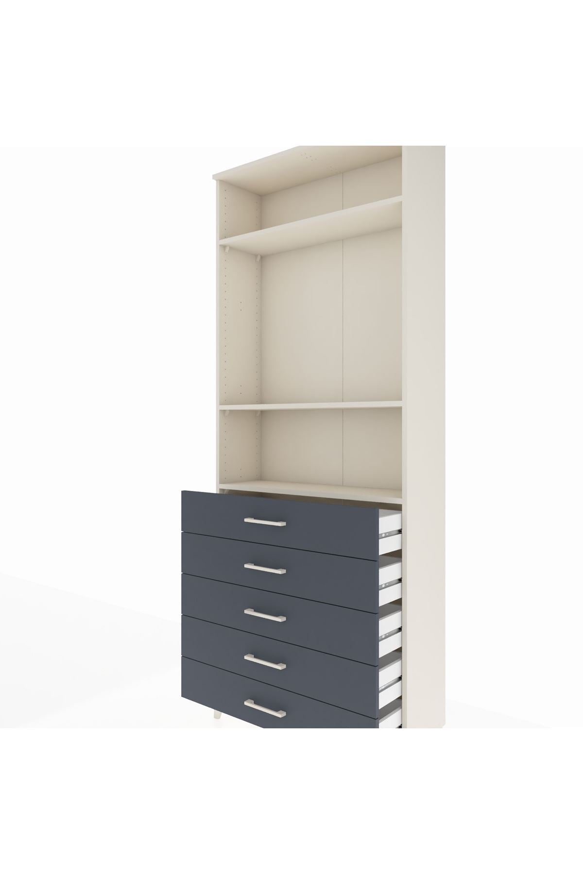 Arges Dolap 3 Raflı 5 Çekmeceli 88x30x221 Aytaşı-Antrasit