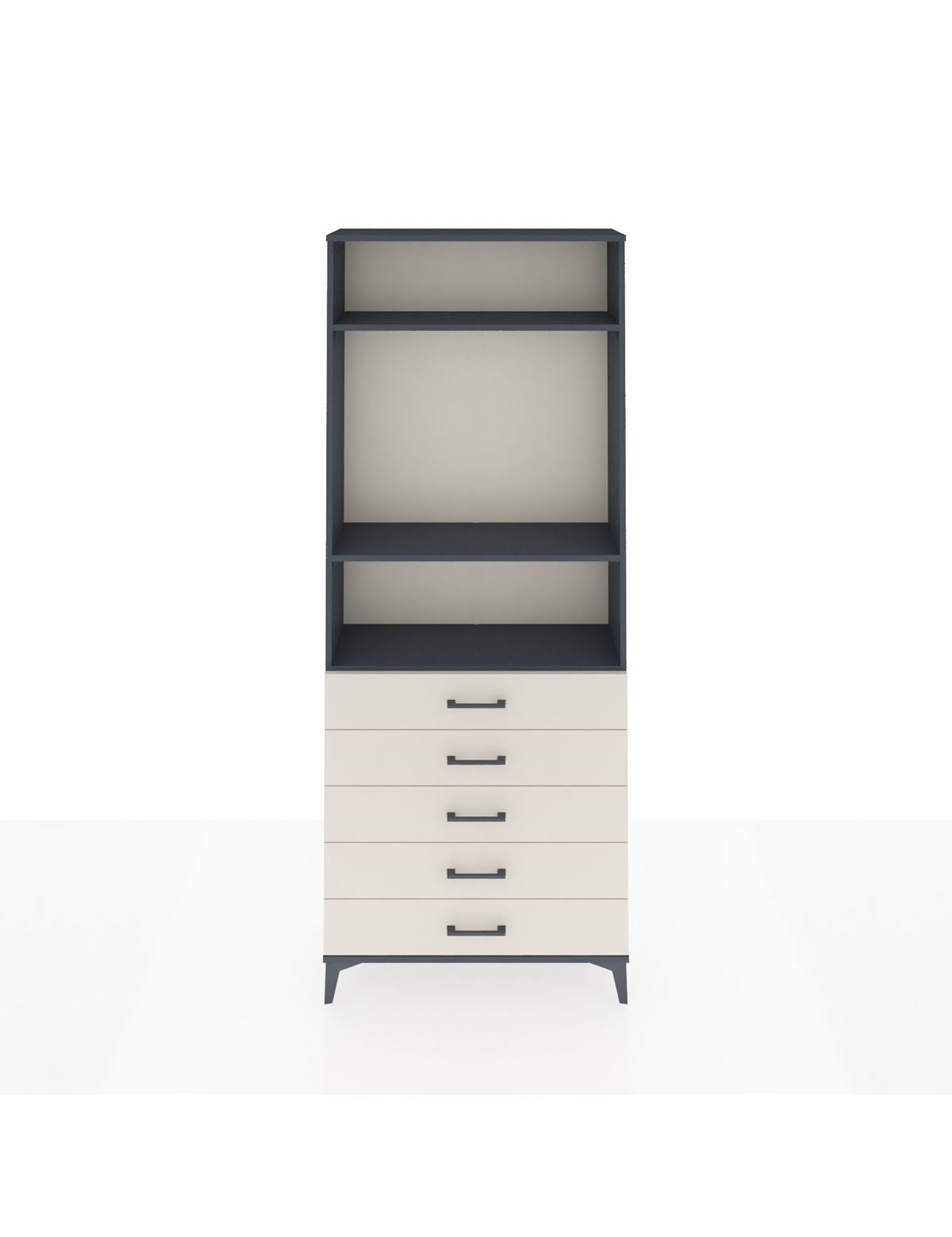 Arges Dolap 3 Raflı 5 Çekmeceli 88x30x221 Antrasit-Aytaşı