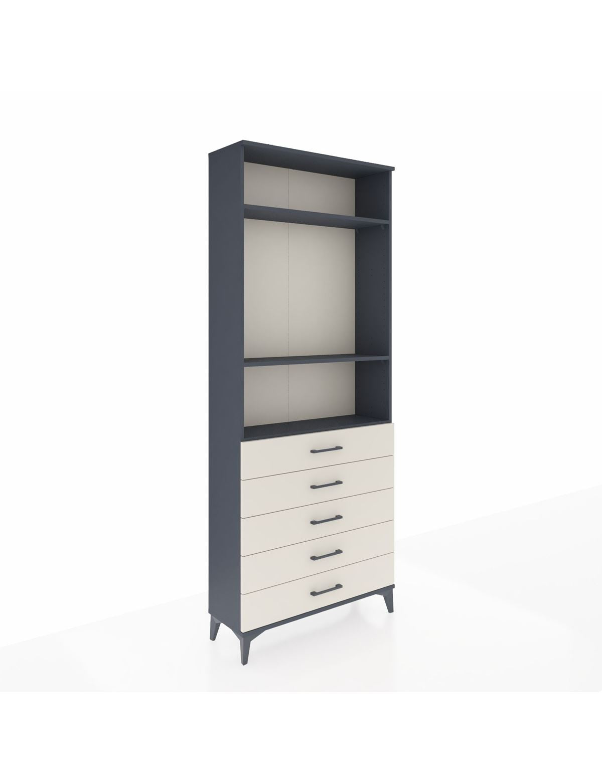 Arges Dolap 3 Raflı 5 Çekmeceli 88x30x221 Antrasit-Aytaşı