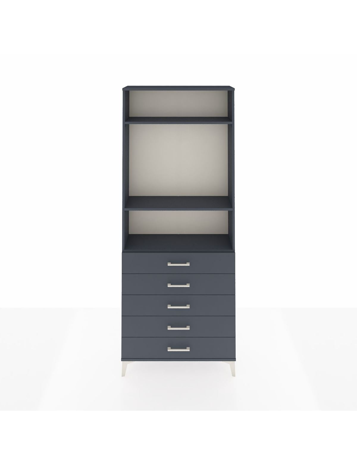 Arges Dolap 3 Raflı 5 Çekmeceli 88x30x221 Antrasit-Antrasit