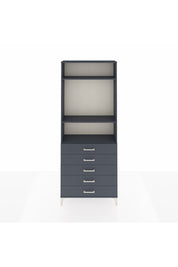 Arges Dolap 3 Raflı 5 Çekmeceli 88x30x221 Antrasit-Antrasit