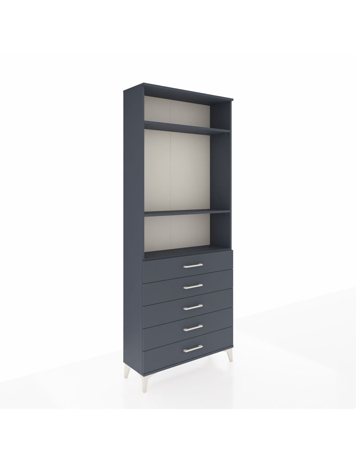 Arges Dolap 3 Raflı 5 Çekmeceli 88x30x221 Antrasit-Antrasit