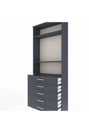 Arges Dolap 3 Raflı 5 Çekmeceli 88x30x221 Antrasit-Antrasit