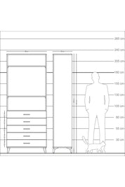 Arges Dolap 3 Raflı 5 Çekmeceli 88x30x221 Antrasit-Antrasit